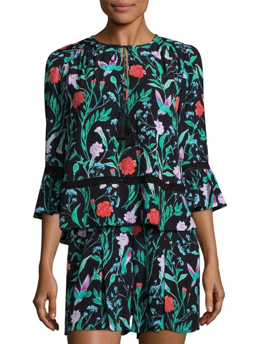 KATE SPADE Romper sz 4 Dress Jardin Crepe romper Green Floral